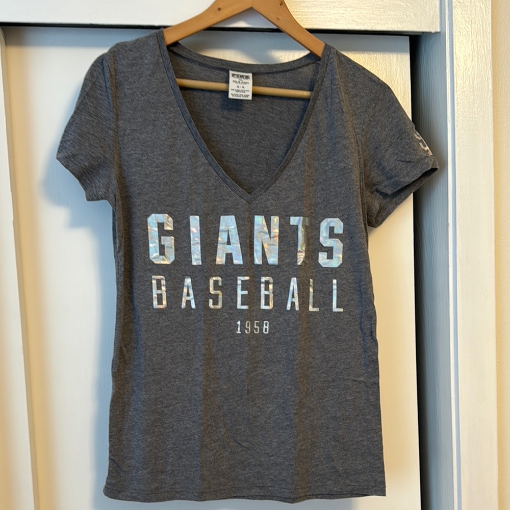 Gray Giants Baseball V-Neck T-Shirt
